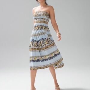 white house black market strapless floral fit flare dress Size ‎ 00 New